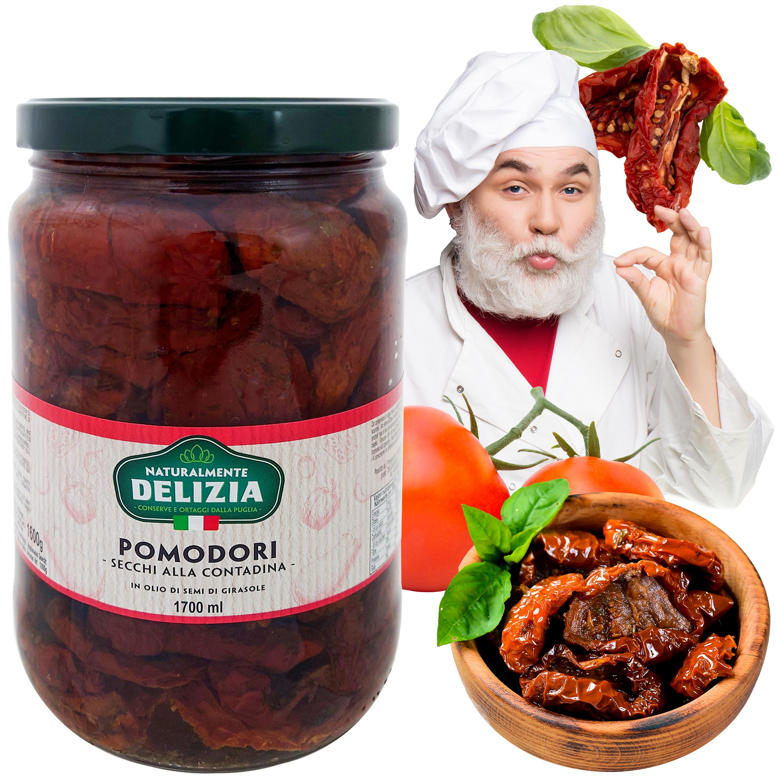 Levně Rajčata Alla Contadina ve slunečnicovém oleji, sklenice 1700 ml Delizia