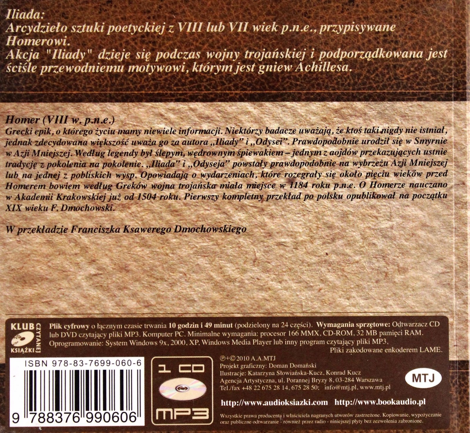 ILIADA - HOMER [AUDIOBOOK] [CD] Stan opakowania oryginalne