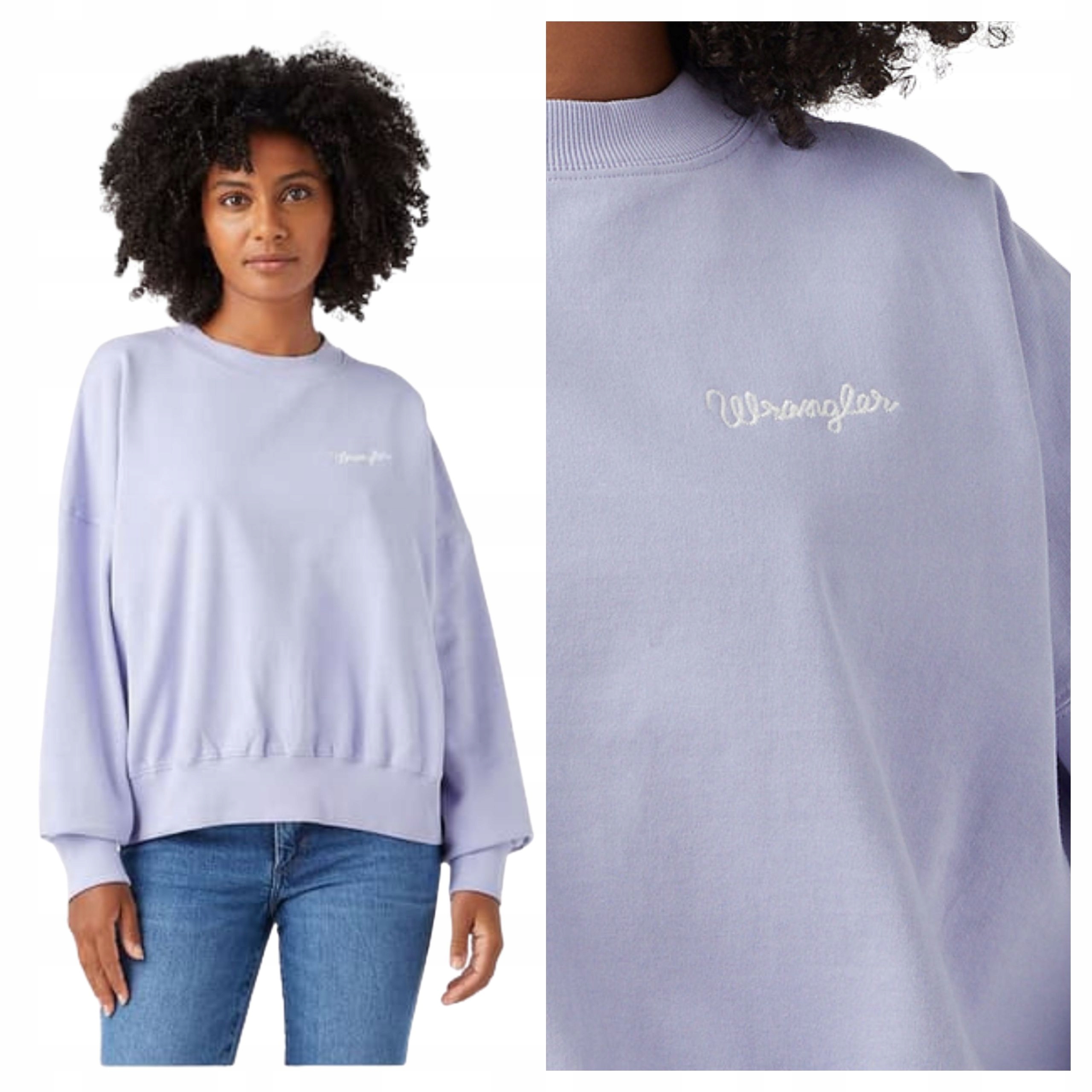 Mikina Wrangler Relaxed Sweatshirt Fialová Bavlna M