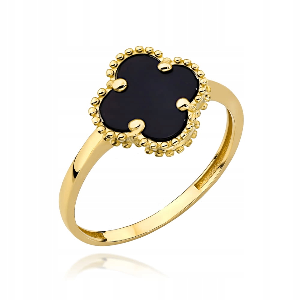 Zlatý prstýnek 585 s Černou Jetelkou zirkon 12r jako dárek 2.79g