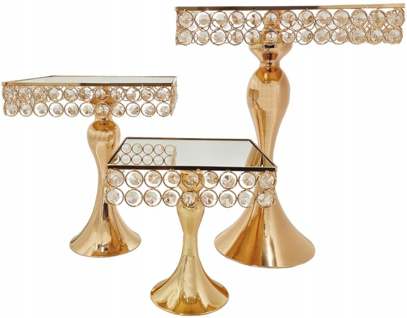 Sada Podnosov Na Koláče, Muffiny, Ovocie, Zlatá Farba, 701, Štvorcová