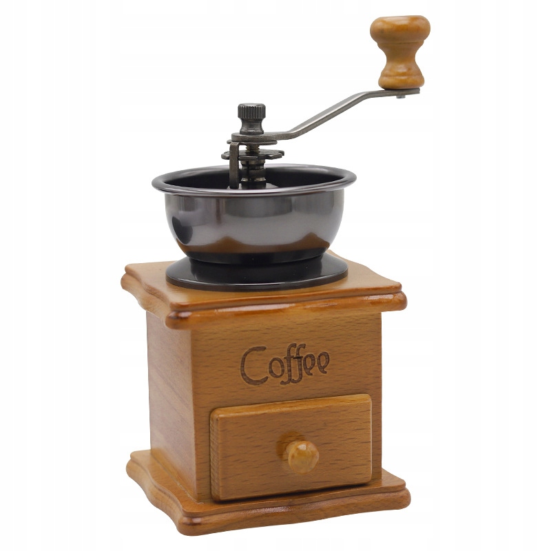 DREWNIANY MŁYNEK DO KAWY ZABYTKOWY RĘCZNY BOHO