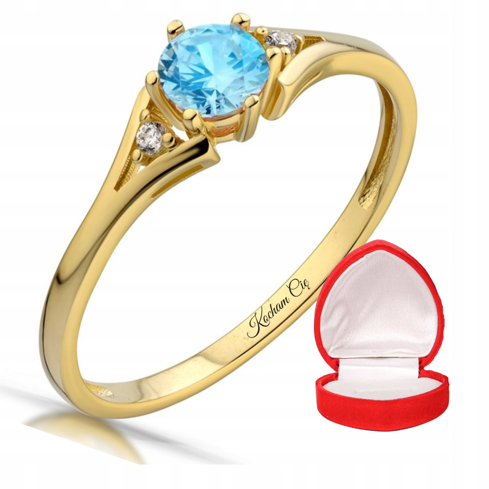 Zlatý Prstýnek 585 S Brilianty A Topazem Gravírování Bonus r21