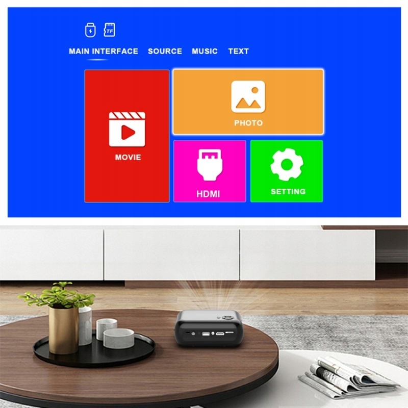 Mini PROJEKTOR do Telefonu PRZENOŚNY RZUTNIK FULL HD WiFi LED HDMI 1800lm Stan opakowania oryginalne