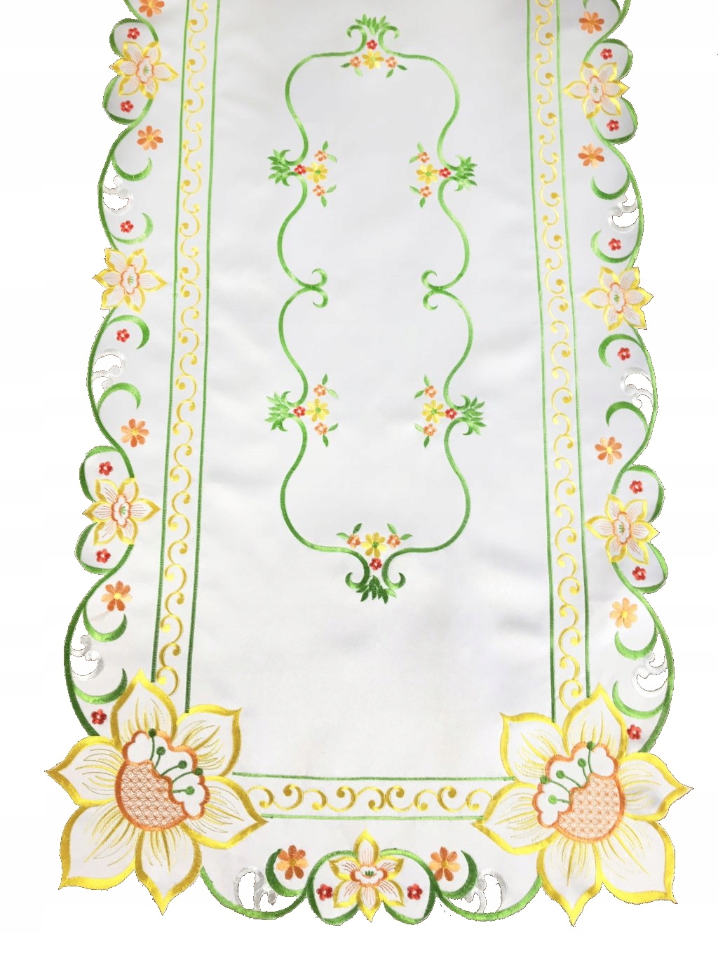 

Bieżnik Na Stół 60x120 Biały Dekoracyjny Kwiaty