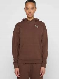 Dámská sportovní mikina Puma hnědá bavlněná s kapucí velikost M