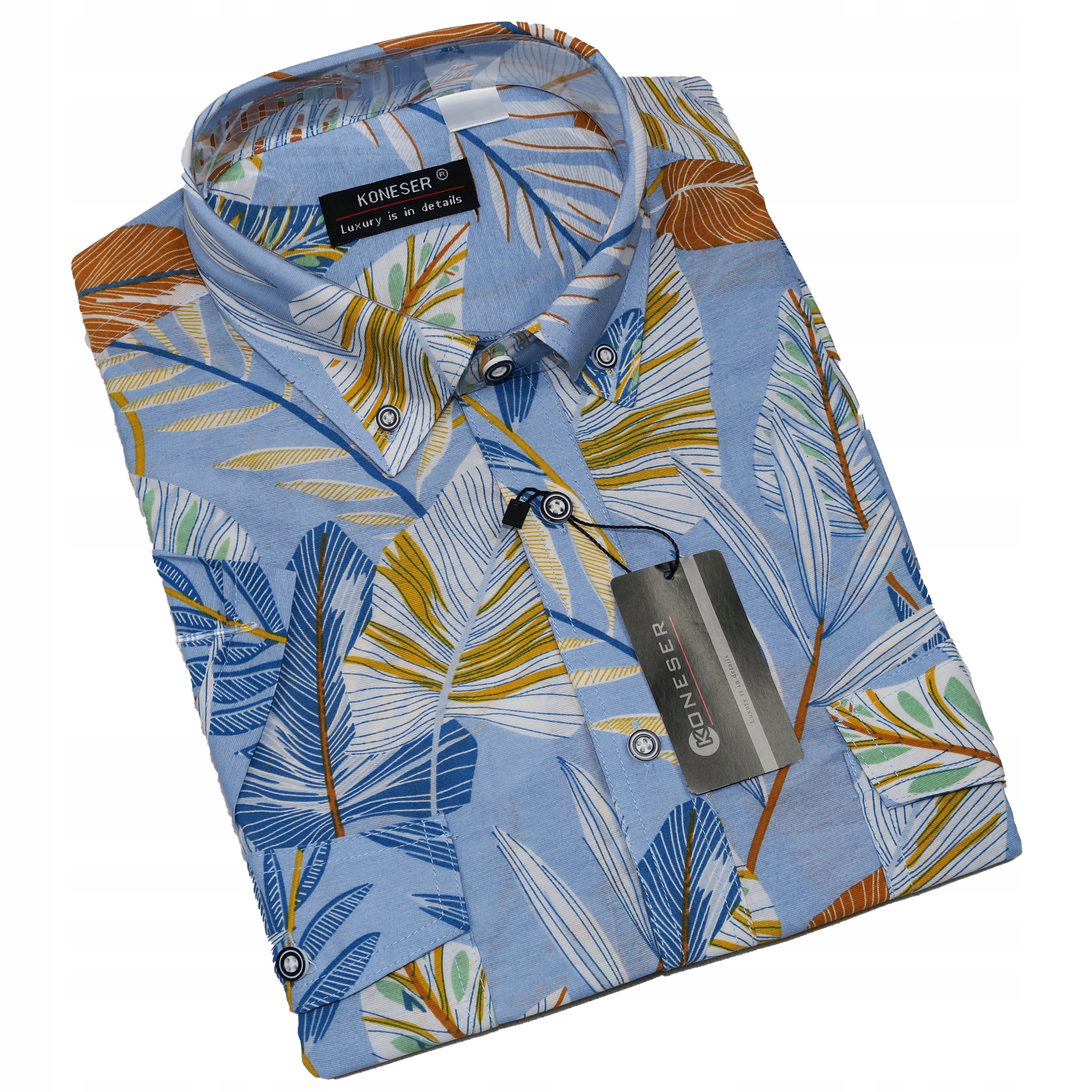 Koszula Hawajska Męska L 41-42 Krótki Rękaw Tropikalna Na Lato Modna