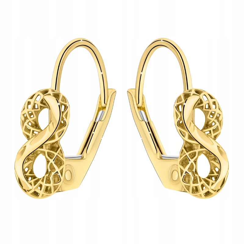 Zlaté Náušnice Dámské anglické pr. 585 Ažurové znaky nekonečna 14k