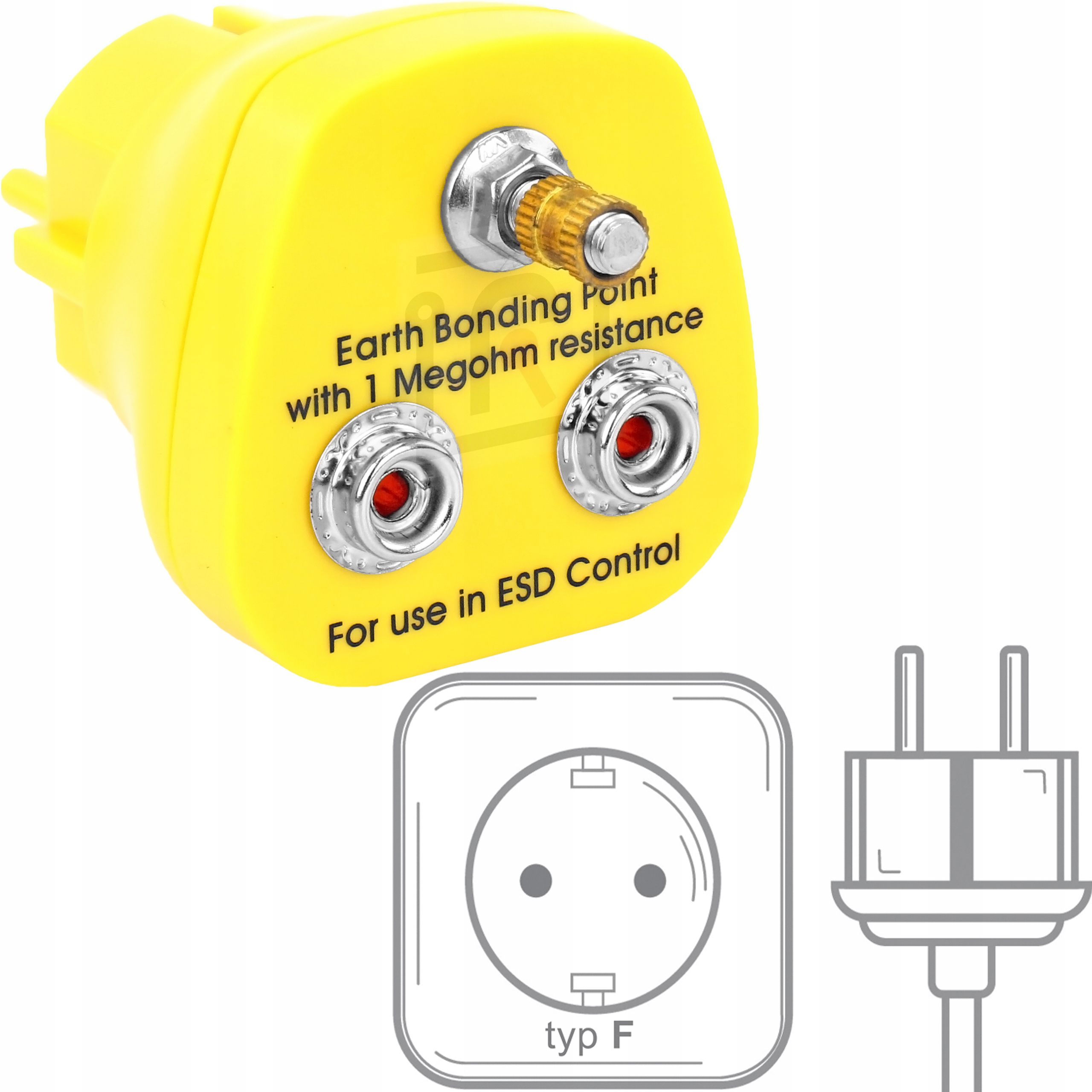 100x Zemnící Zástrčka Esd 230V 2x Klip 1x Kolík 1MOhm Schuko Standard