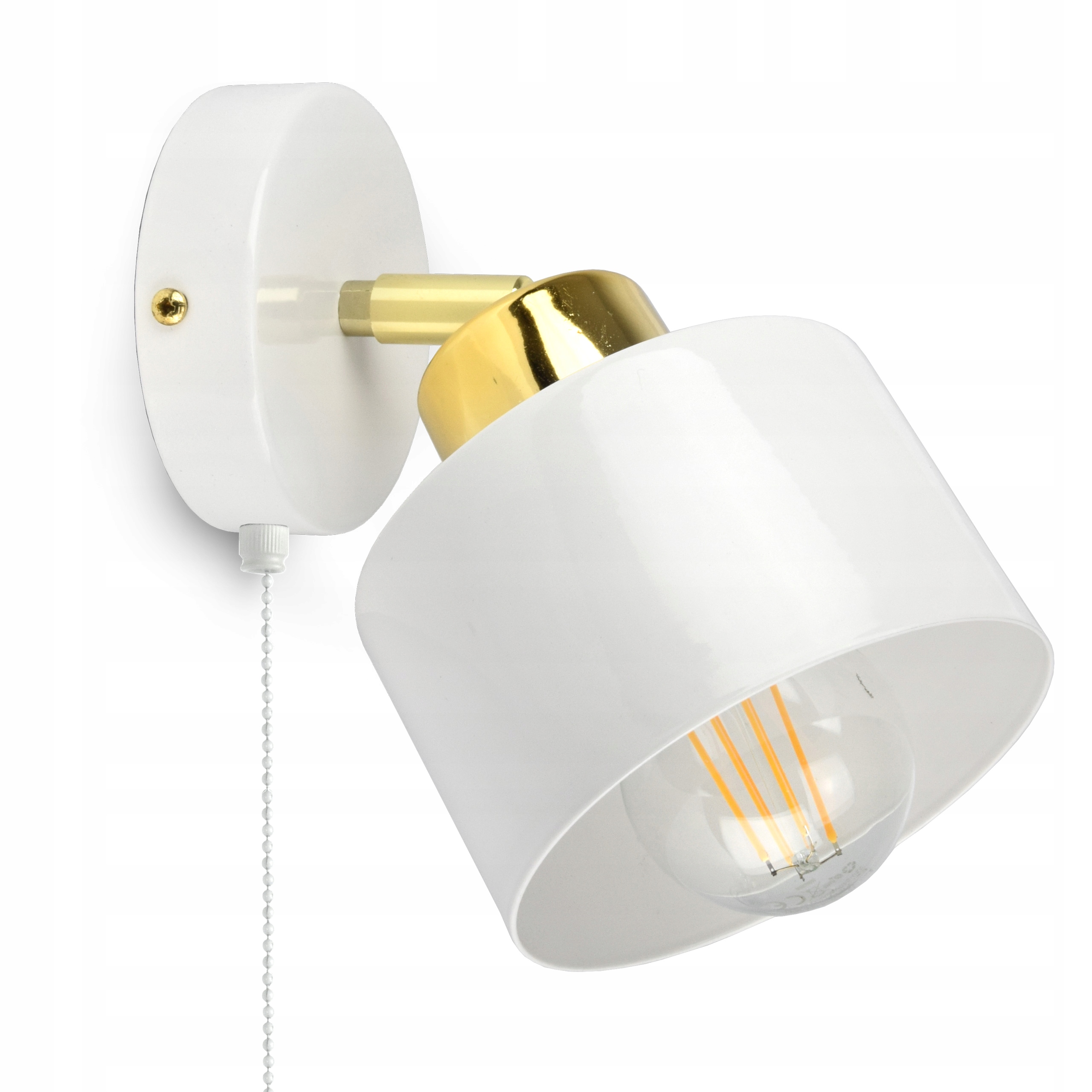 

Lampa Ścienna Kinkiet Biały Złoty Roller 370-KGW1