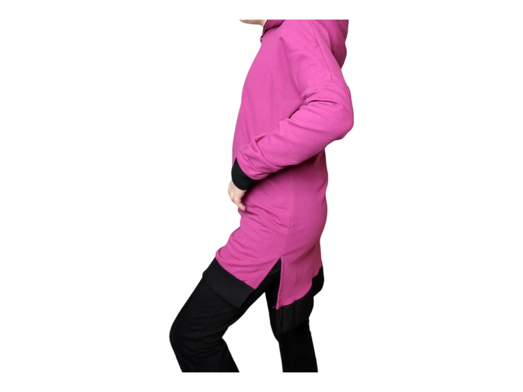 Tunika z kapturem dziewczęca kolor fuksja 152 Materiał dominujący bawełna