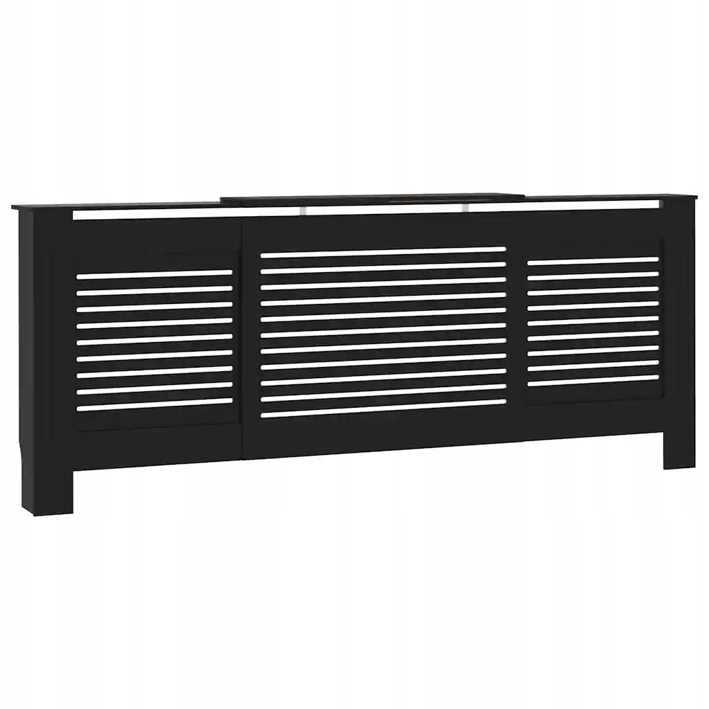 Kryt na radiátor s policí z Mdf, černý, 142-205 x 20,5 x 81,5 cm