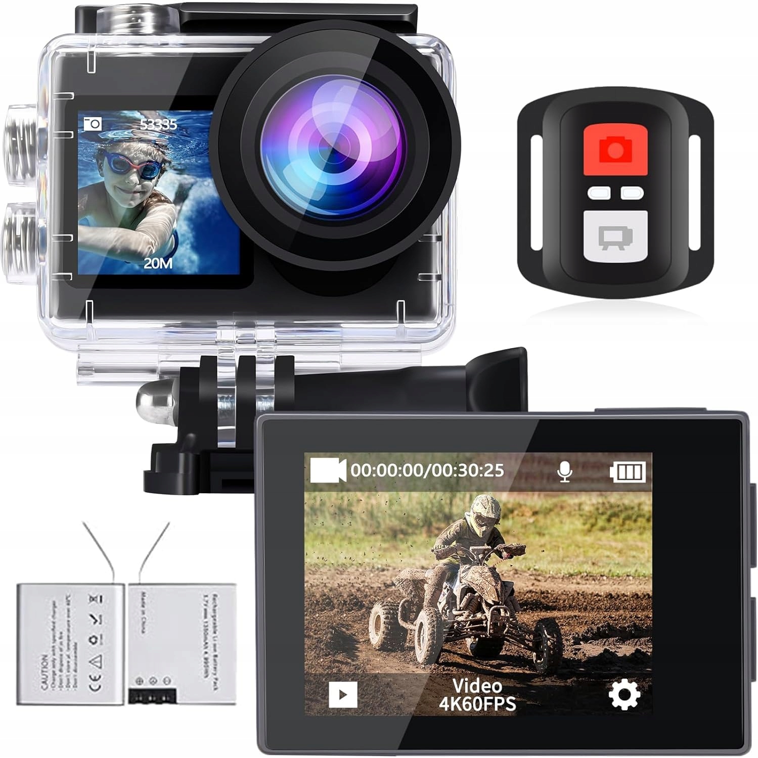 ICEFOX Kamera Sportowa 4K Wodoodporna 40M Ultra HD 20MP WiFi Szerokokątna