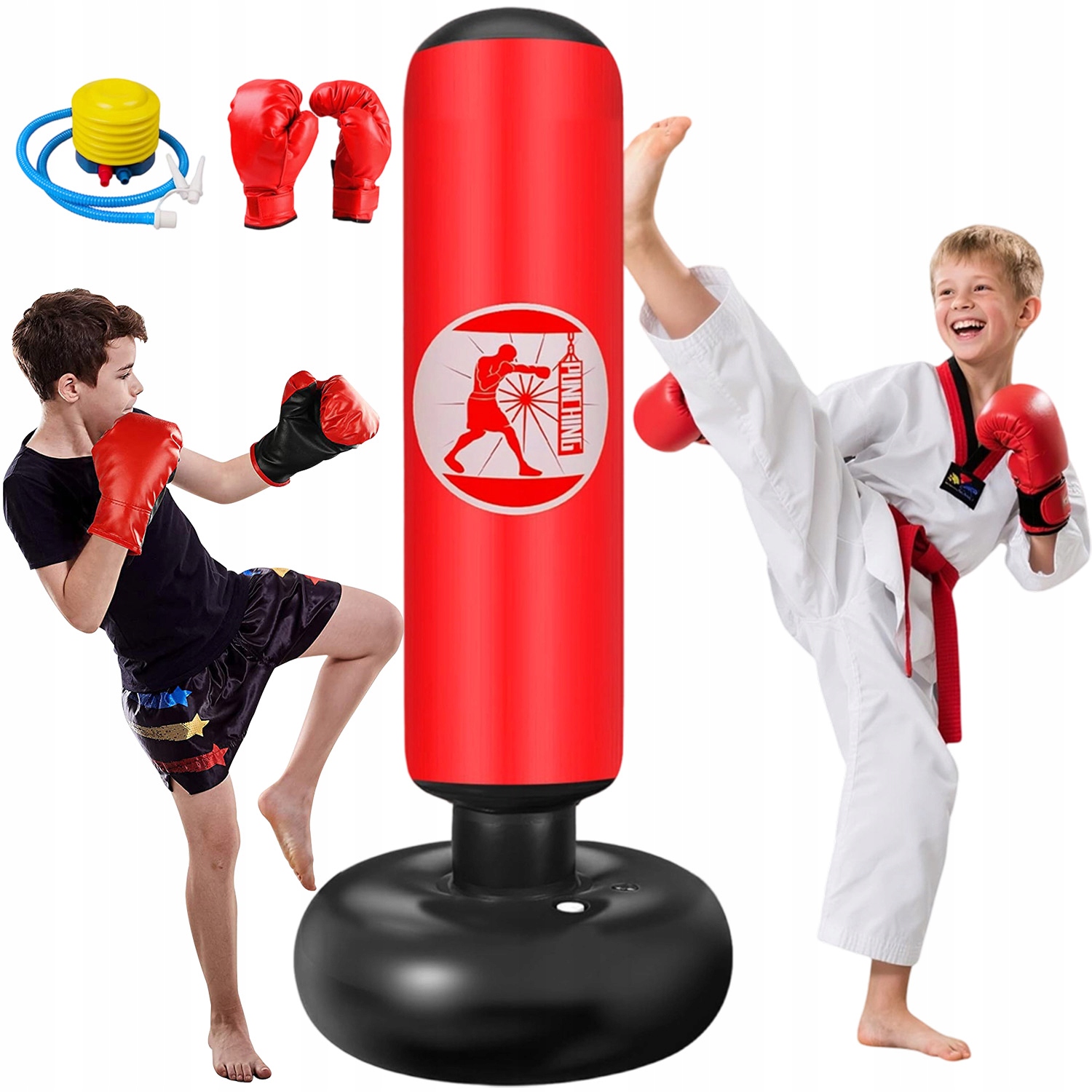 Sada Nafukovacích Boxovacích Pytlů 160 CM Stabilní S 63 CM Základnou Rukavice