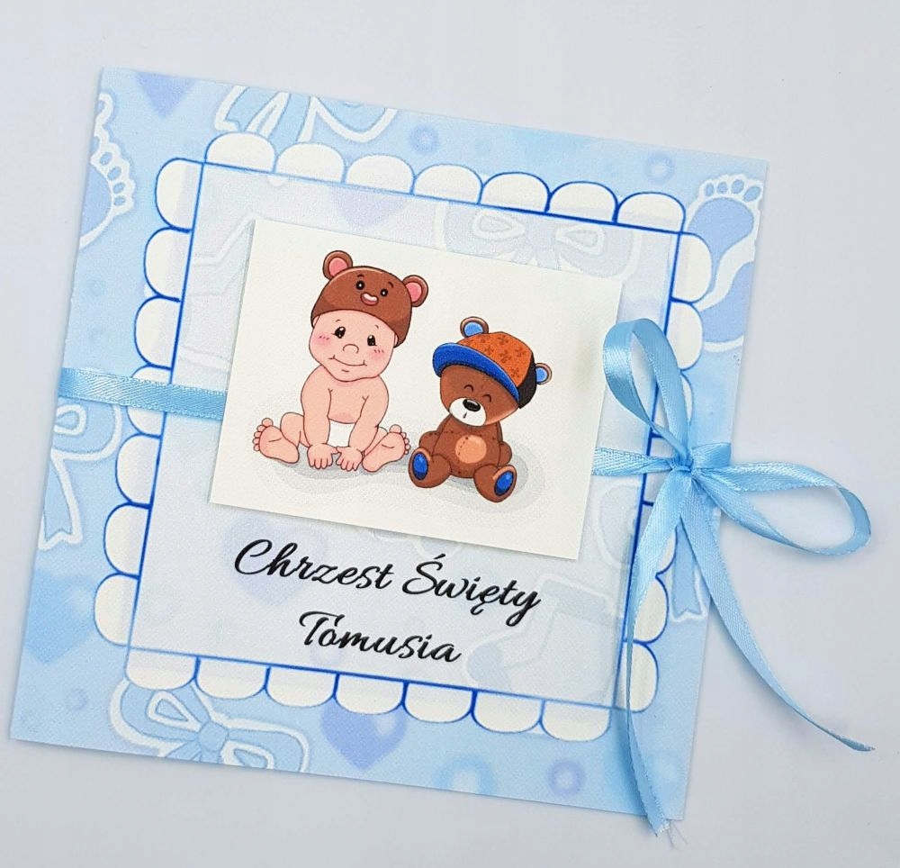 ZAPROSZENIA CHRZEST, CHRZCINY, CHŁOPIEC BŁEKIT Szerokość produktu 14 cm