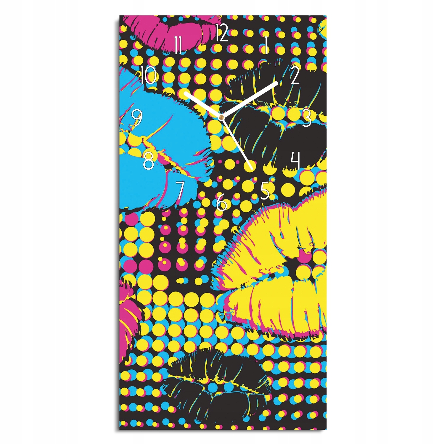 hodiny na skle Ústa styl pop art obdélník 30x60