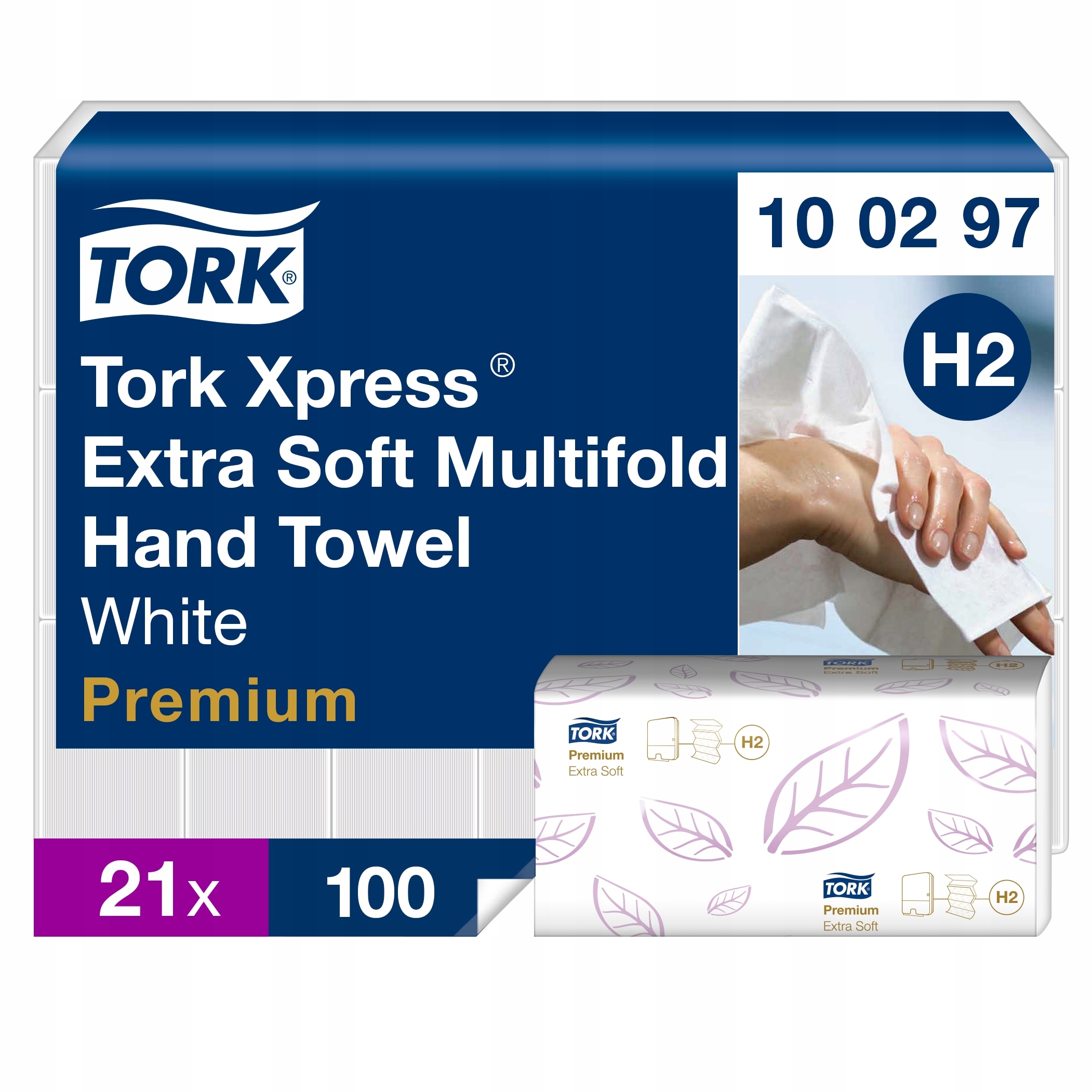 Tork Xpress 100297 – H2 Ręcznik papierowy Premium 21 bind po 100 odcinków
