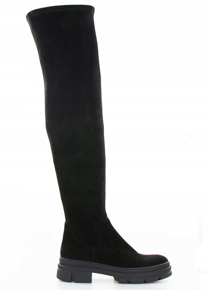 Černé Kožené Kozačky, Elastické, Vysoké 40