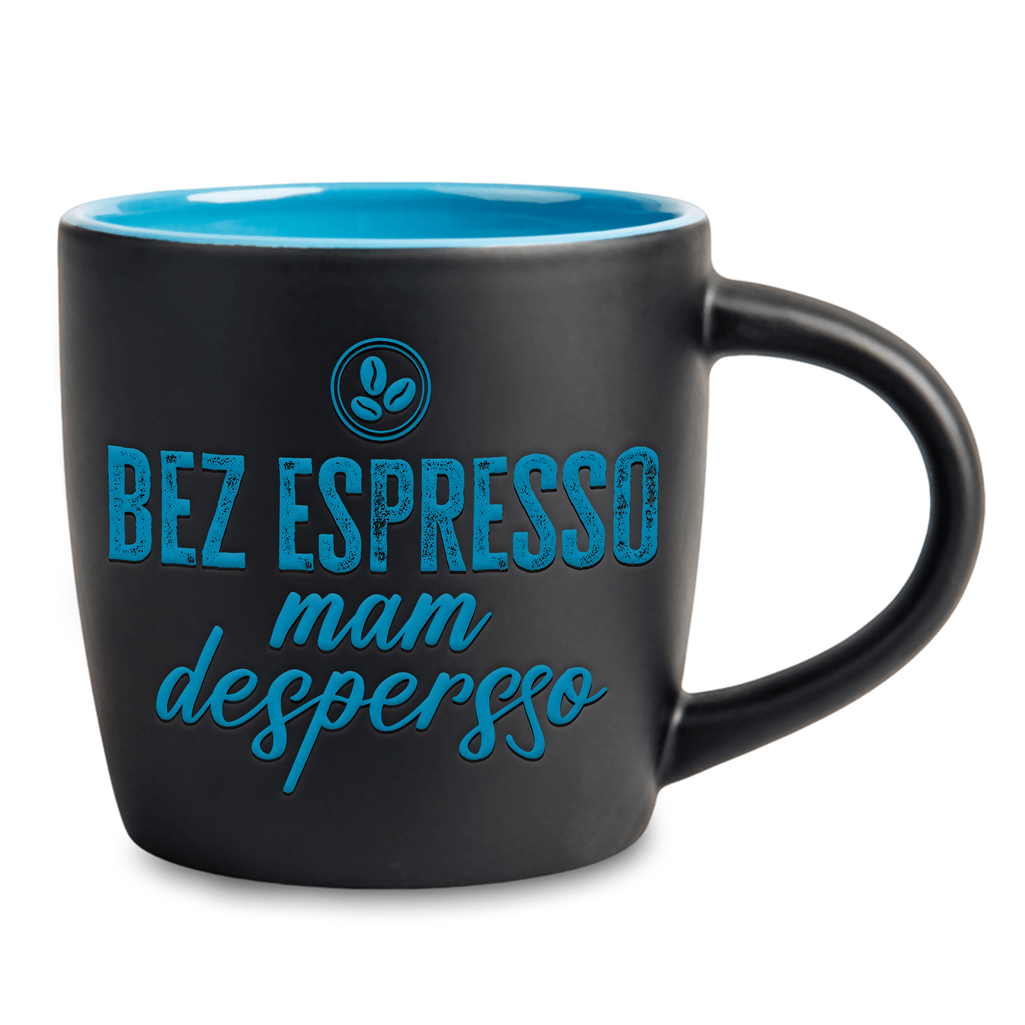 Hrnček Grawer Modrý Mat Bez Espresso Mam Depresso Darček pre kávu