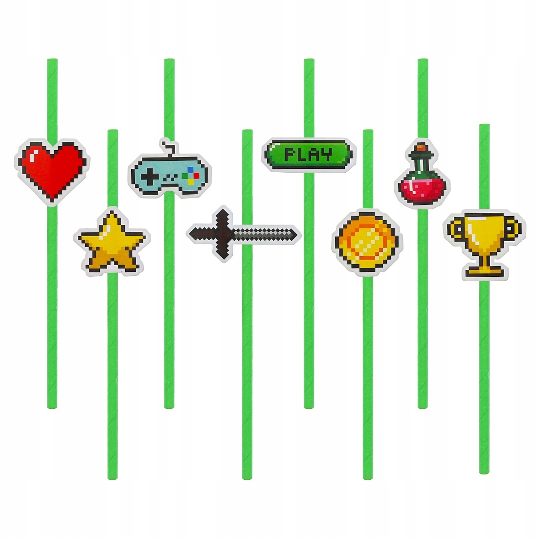 

Słomki Papierowe do Picia Game On Piksele 8 szt.