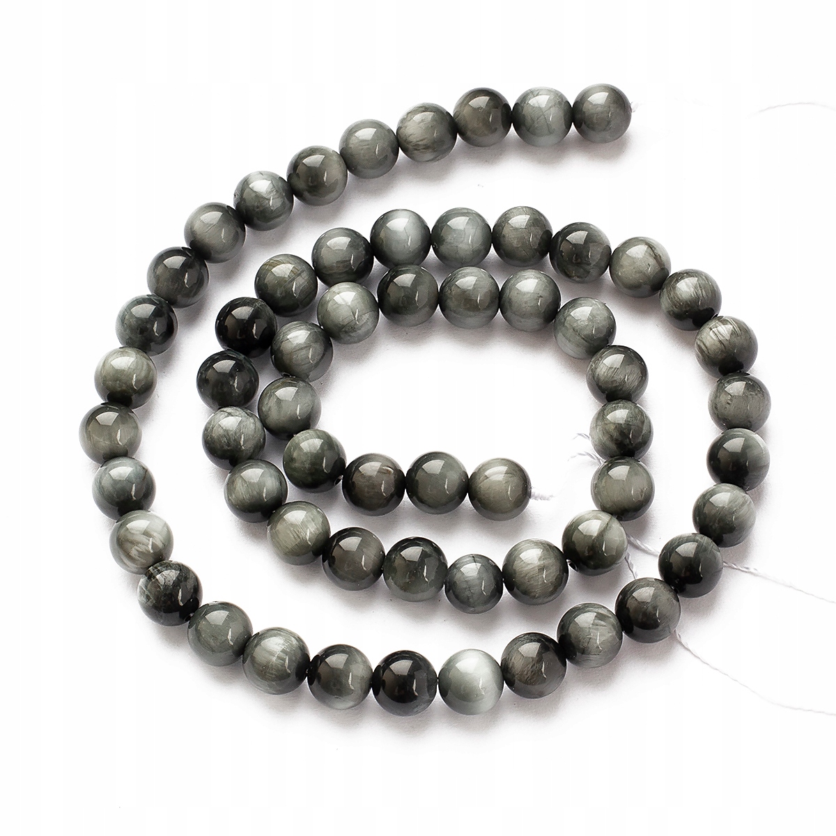 Korálky Přírodní Sokole Oko, Třída A, Šedá, 6-6.5mm, 60ks/37.5cm/nic
