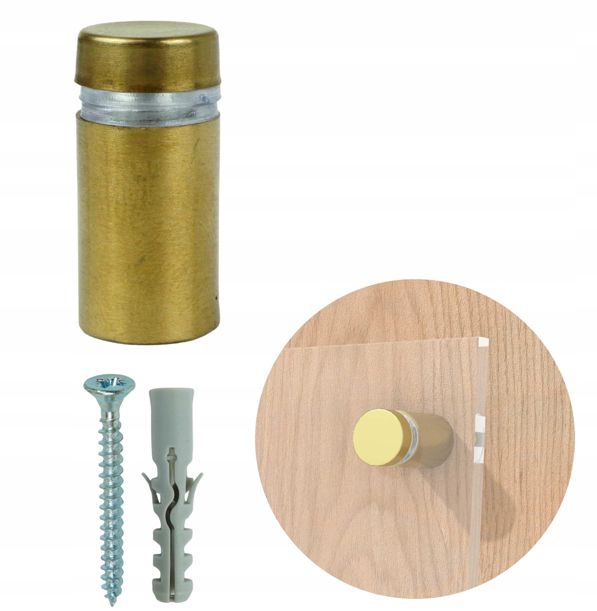 Dystanse montażowe złote 12 x 23 estetyczne mocowanie szyldów i tabliczek Marka inny