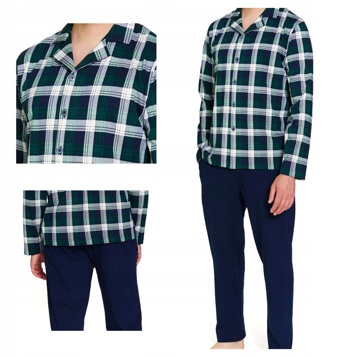 Doctornap Pánské bavlněné rozepínací pyžamo Pmb 7367 emerald plus 2XL