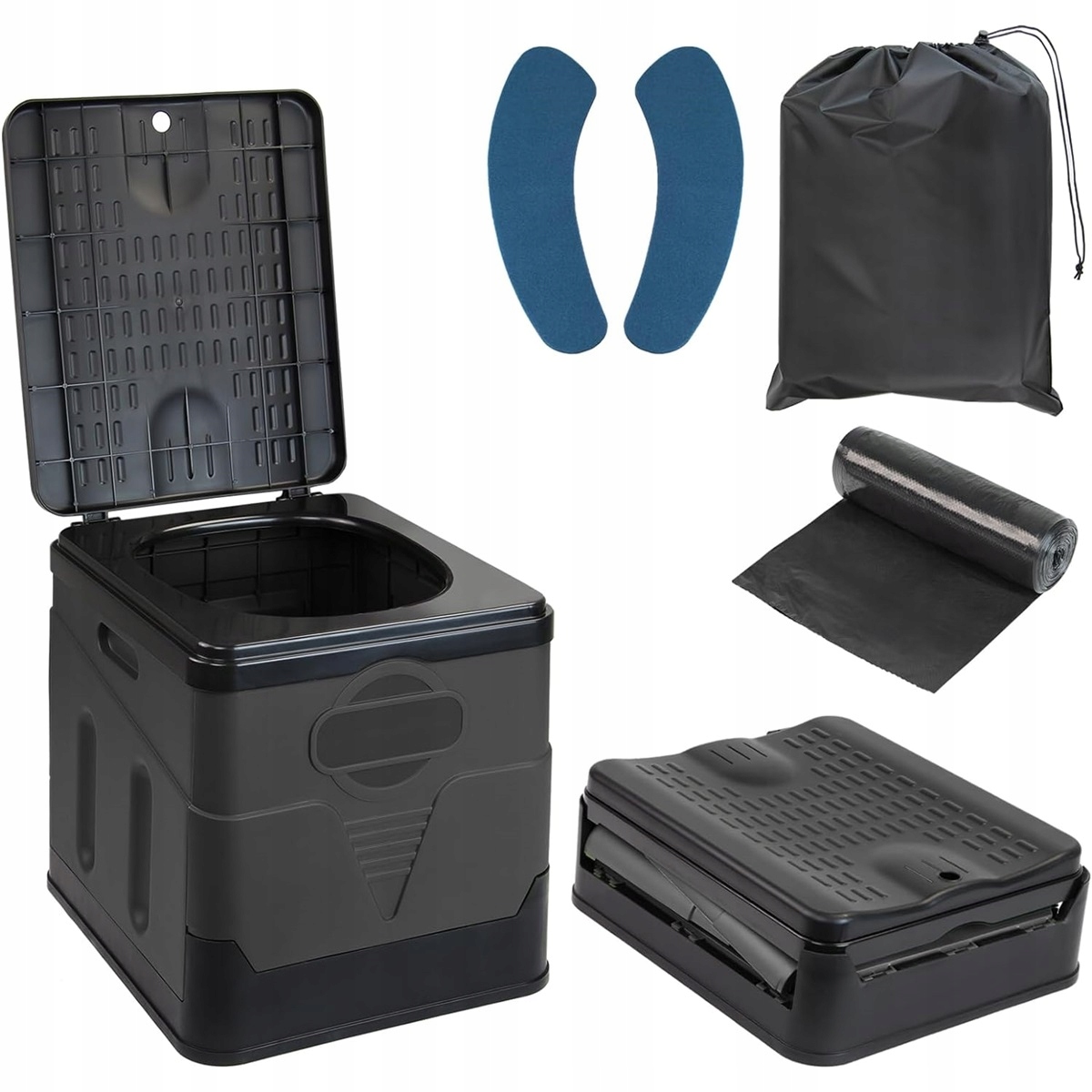 Pp přenosný toaletní materiál skládací nosnost 150 kg pro karavan a cestování