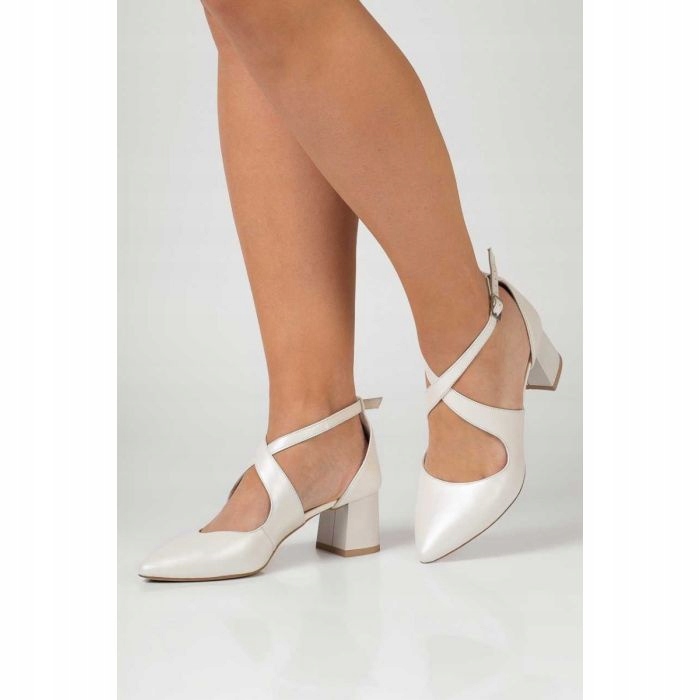 Ekru Perleťové Lodičky Kožené Sandály Butdam 41