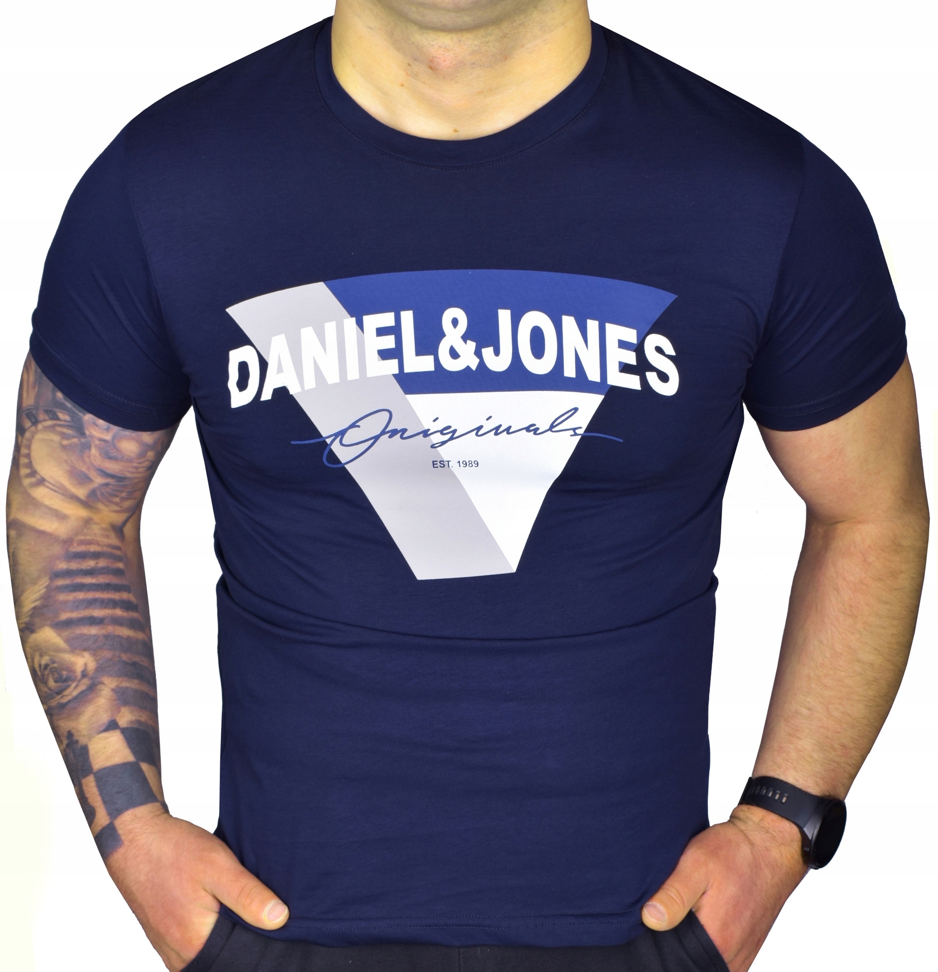 

T-shirt Męski Koszulka Elastyczna Nadruk Slim