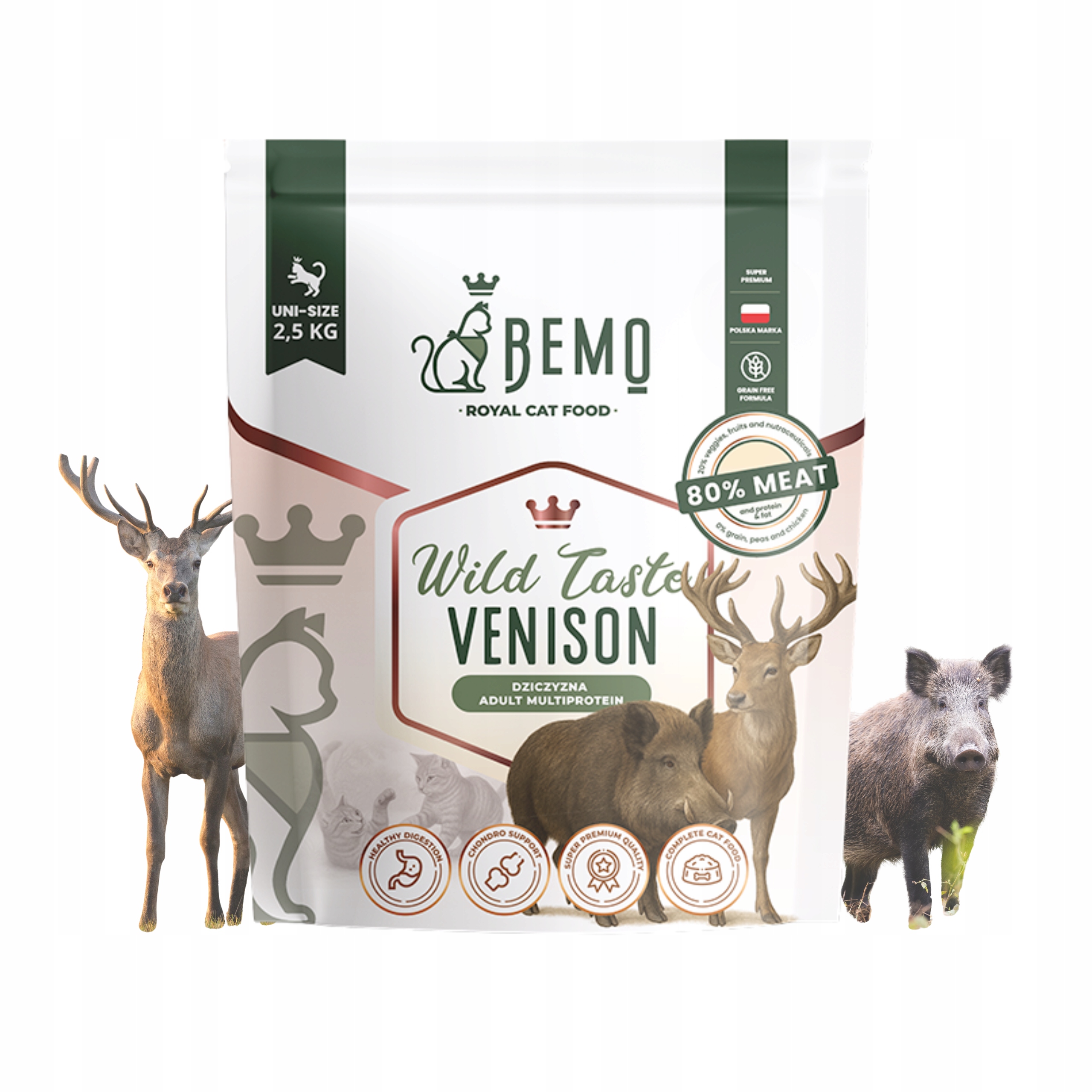 Krmivo suché pro kočky se zvěřinou Bemo Cat 2,5 kg, chutné, lehce stravitelné, prémiové