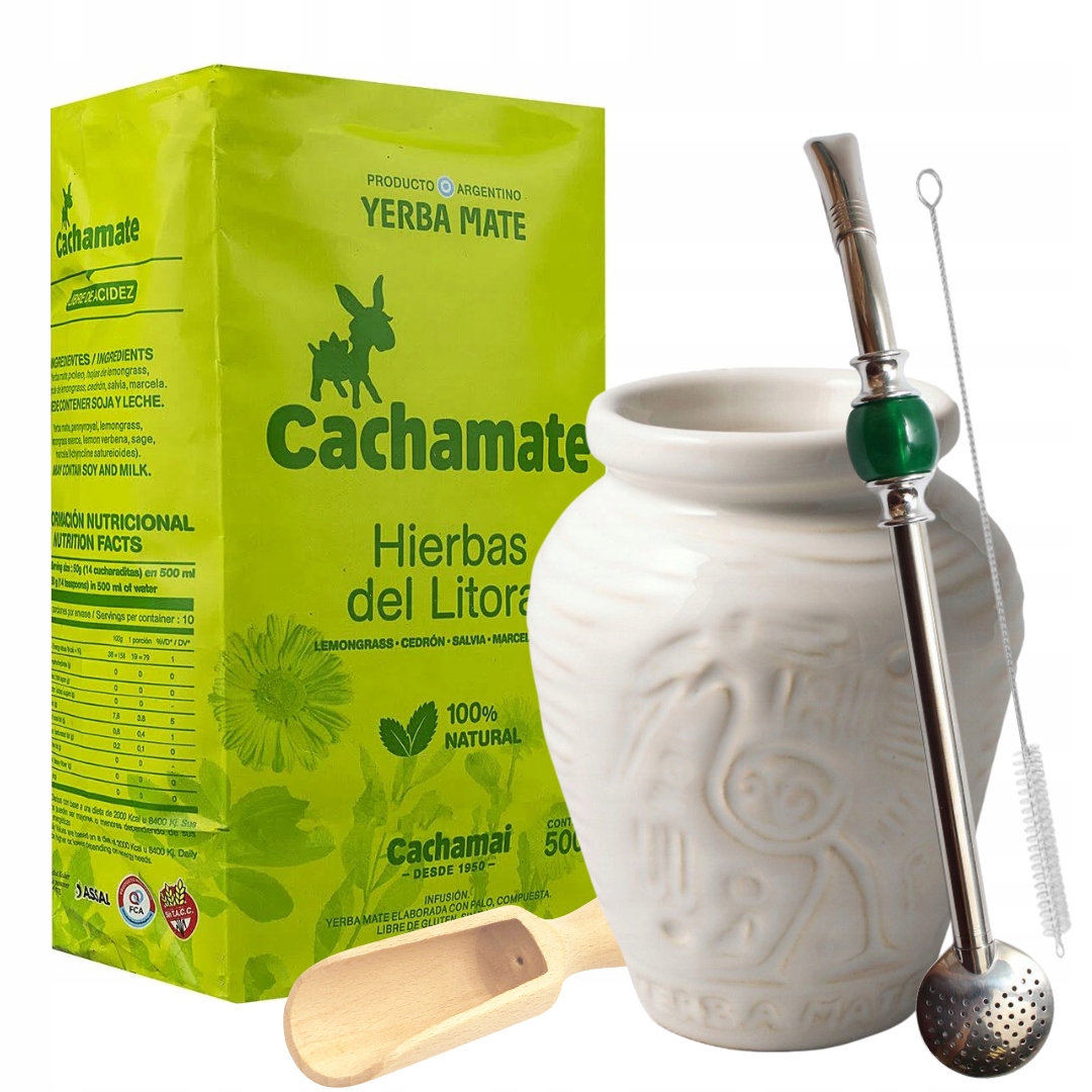 Zestaw Yerba Mate Cachamate Hierbas Matero Bombilla Nabierka
