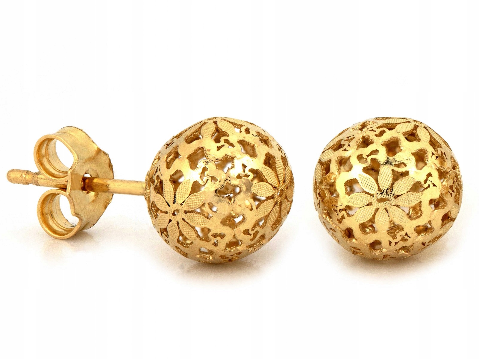 Ženě zlaté náušnice 585 kuličky na tyčinku 1,17 g pro ni jako dárek 14k