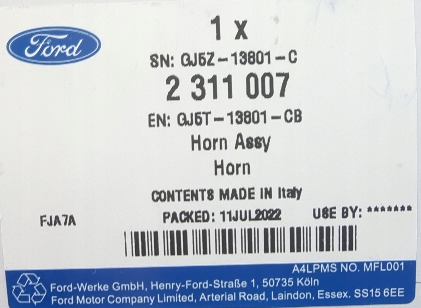 KLAKSON PRAWY KUGA OD 19.09.2016 2311007 ORYGINAŁ Producent części Ford OE