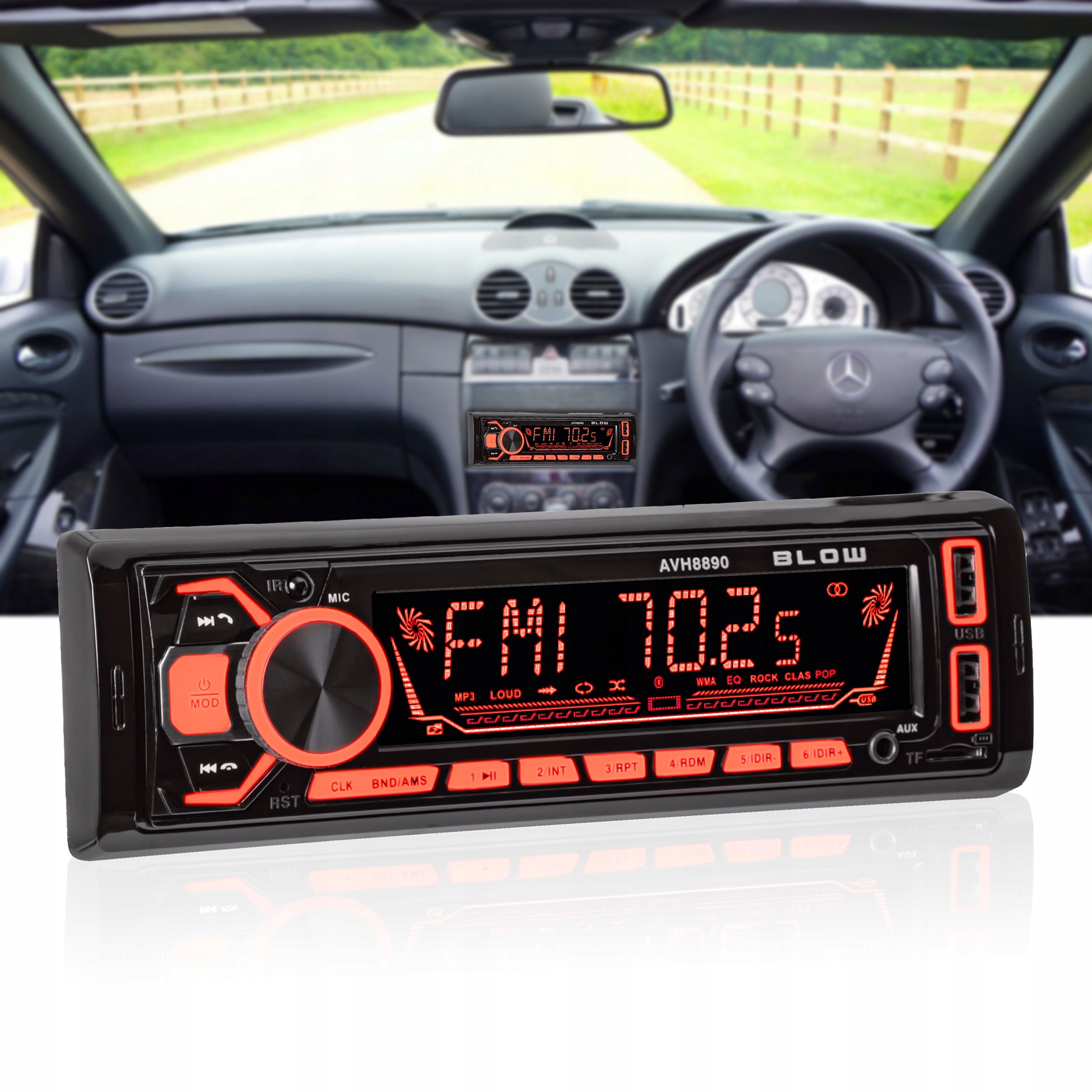RADIO SAMOCHODOWE 1-DIN BLUETOOTH USB SD RDS KOLORY PILOT ZESTAW Kod producenta 78-281#