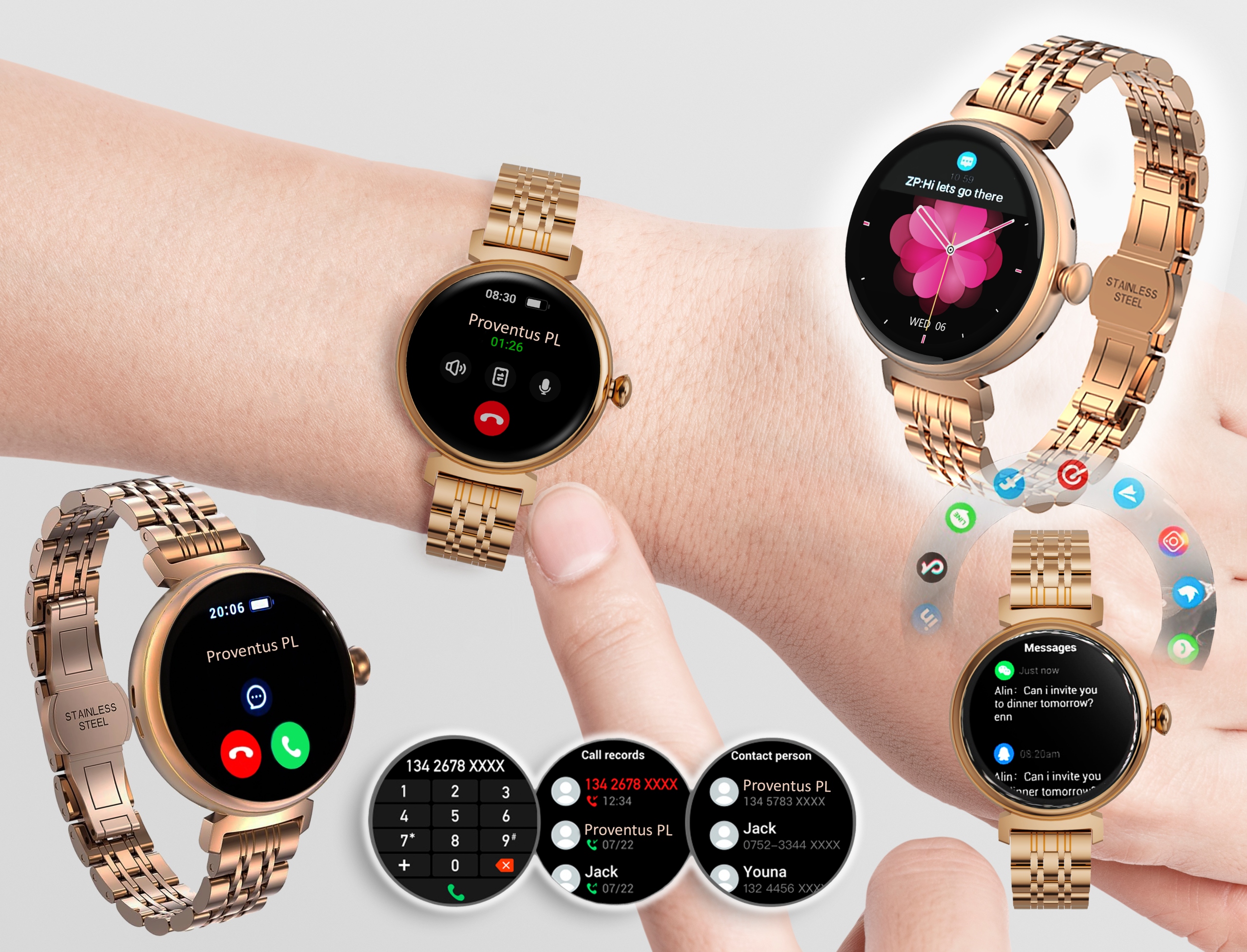 SMARTWATCH DAMSKI AMOLED Z FUNKCJA ROZMOWY POMIARY SPORT WODOODPORNY PL Marka Inna