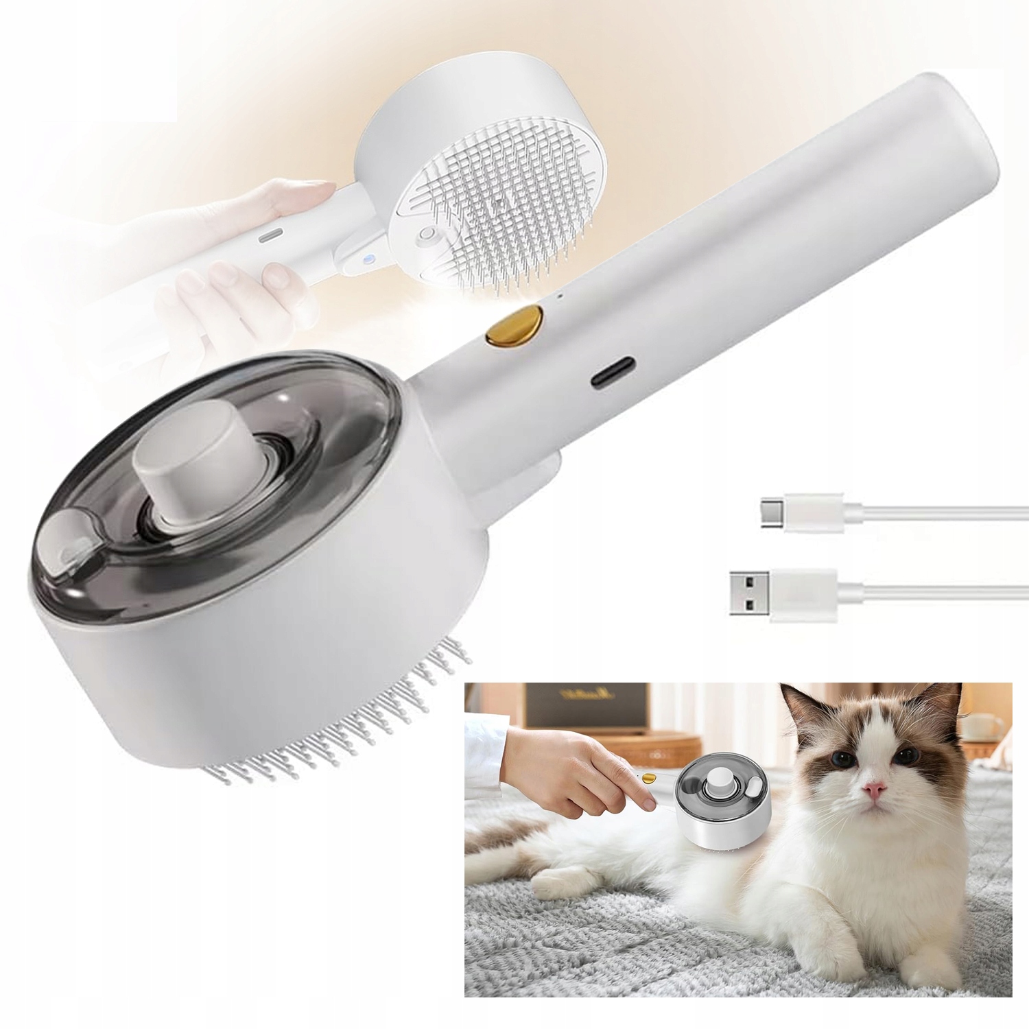 Levně Parní Kartáč Pro Psy A Kočky, Elektrická Péče, Masážní Přístroj, Ultrafialová Sterilizace