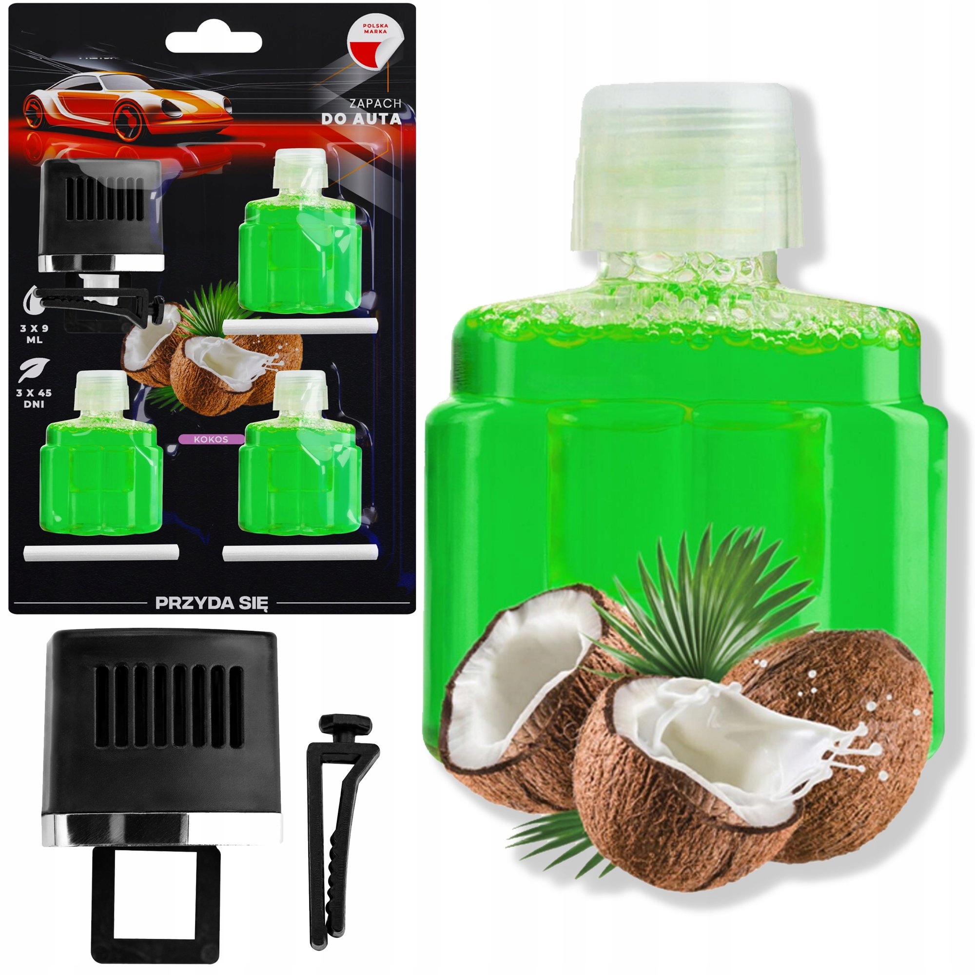 ODŚWIEŻACZ SAMOCHODOWY ZAPACH DO SAMOCHODU 3 WKŁADY DO KRATKI