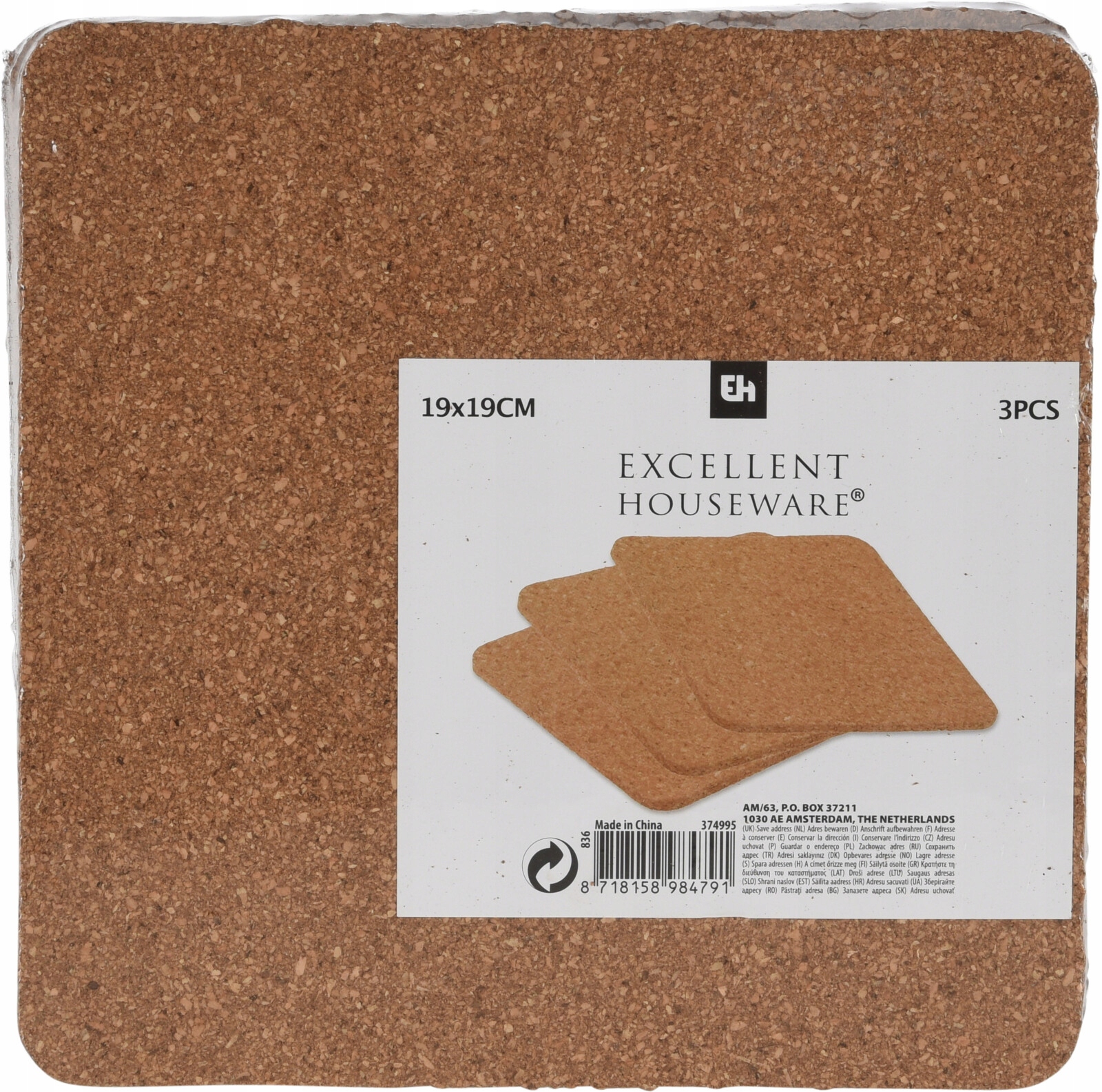 

Podkładki Korkowe Pod Garnek 19X19CM 3 Sztuki 791