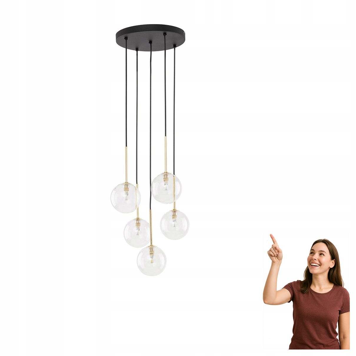 Závesná lampa Nilos Black/gold 5943 Tk Lighting