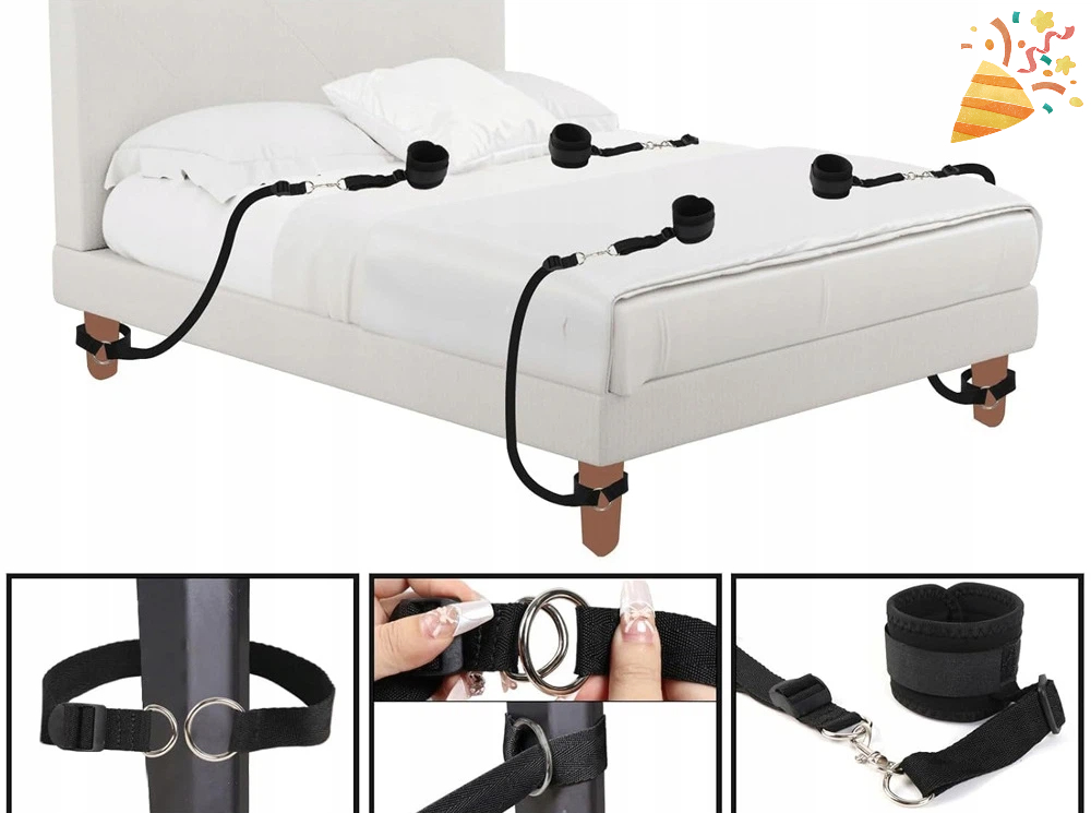ZESTAW BONDAGE DLA PAR 3W1 KAJDANKI PASY POD ŁÓŻKO