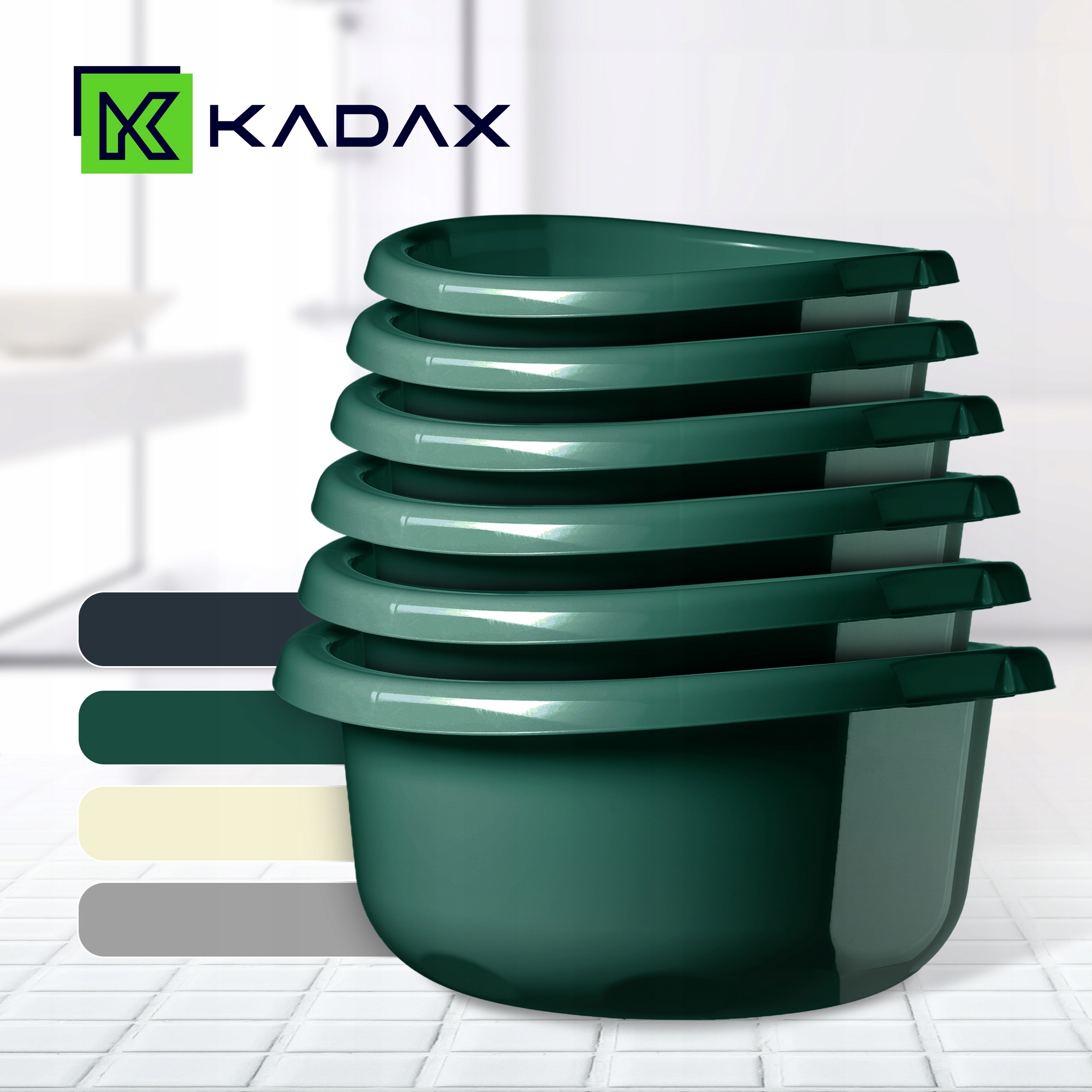 MISKA PLASTIKOWA NA PRANIE 3,5L OKRĄGŁA MIEDNICA POJEMNIK Z UCHWYTAMI Kolor odcienie zieleni