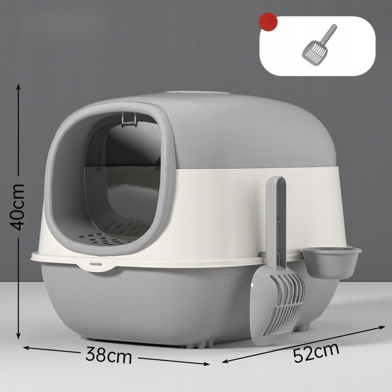 Levně Uzavřená toaleta pro kočky s lopatkou Velká, bez zápachu, 52x38x40 cm