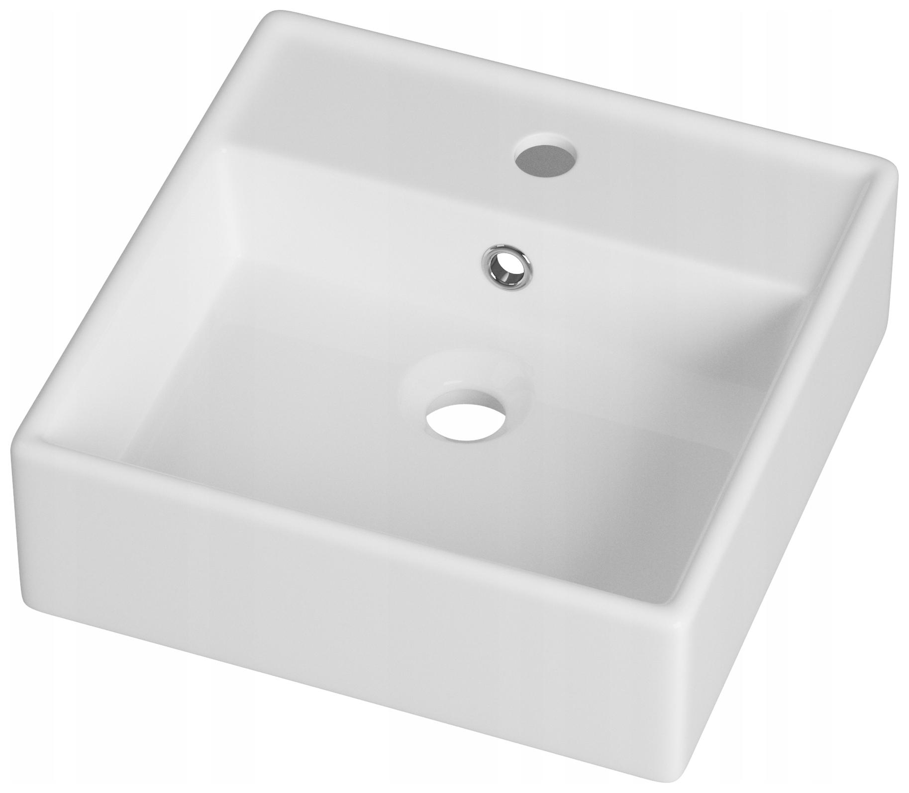 Umyvadlová Deska Čtvercová Bílá Keramická Koupelnová S Přepadem Mona
