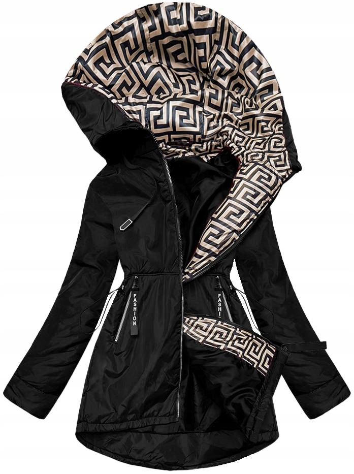 Prošívaná Přechodná Bunda B8037 Černá/béžová