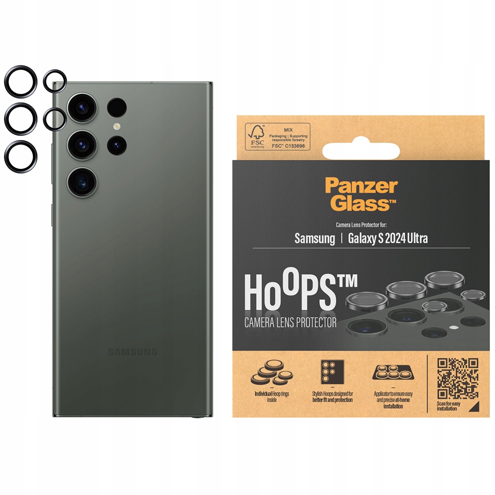 Szkło hartowane do Galaxy S24 Ultra, PanzerGlass, szybka na obiektyw