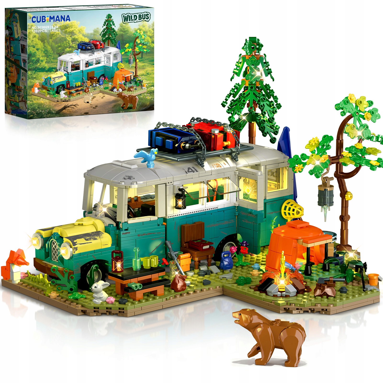 Klocki Domek Autobus Dzikiej Przygody Led Zestaw Dzieci 1392szt
