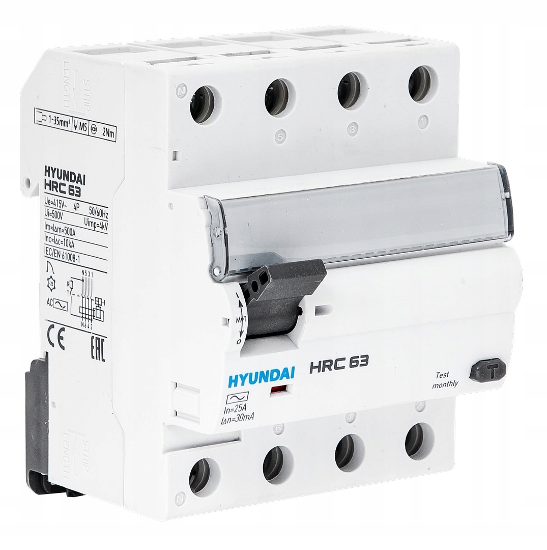 

Wyłącznik różnicowo-prądowy 4P 25A 30mA Ac Hyundai