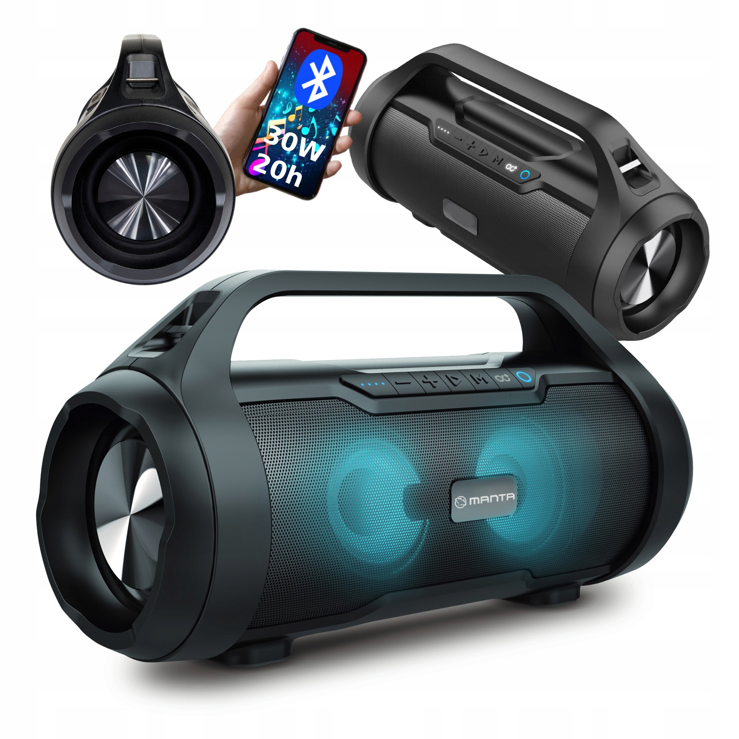 Bluetooth динамик портативный беспроводной Манта SPK215 черный 30 Вт IPX5