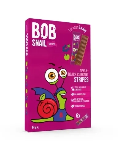 3x Bob Snail Ovocné proužky jablko-černý rybíz 84 g